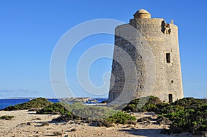 Torre de Ses Portes tower in Ibiza Island, Spain photo