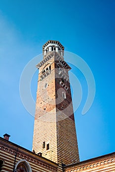Torre dei Lamberti clock tower of Palazzo della Ragione in Verona