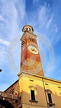 Torre dei Lamberti in Piazza delle Erbe, Verona, Italy