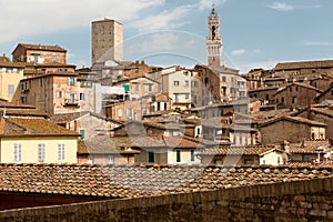 Torre del Mangia in the centre of Siena. Tuscany, Italy.