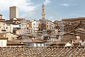 Torre del Mangia and Siena historical centre. Tuscany, Italy.