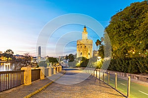 The Torre del Oro tower in Seville, Spain