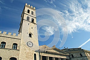 Torre del Poppolo and Temple of Minerva in Square Piazza del Comune in Assisi, Italy photo