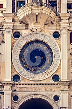 Torre dell Orologio mechanical clock in Venice, Italy photo