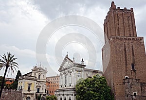 Torre delle Milizie and Santa Caterina a Magnanapoli in Rome photo