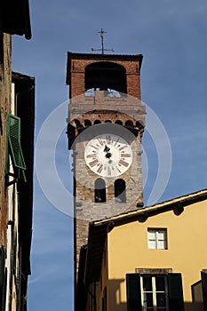 The Torre delle Ore tower in Lucca, Italy