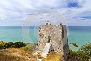 Torre di Monte Pucci near Baia Calenella beach, Vico del Gargano, Foggia, Italy