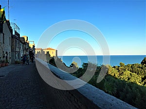 Torre di Palme town in Marche region, Italy. Sea, ancient street and nature