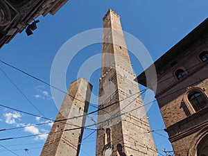 Torre Garisenda and Torre Degli Asinelli in Bologna, Italy photo