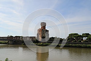 Torre Guelfa and Old Citadel and the River Arno