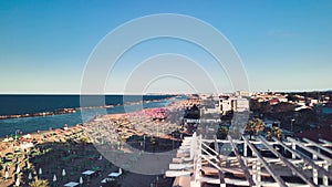 Torre Pedrera Beach, Rimini. Aerial view from drone in summer season