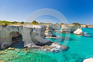 Torre Sant Andrea cliffs, Salento peninsula, Apulia region, South of Italy