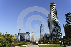 Torre Solaria from Biblioteca degli Alberi in Milan, Italy