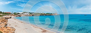 Torre Specchia Ruggeri view from Ionian Sea summer beach Lecce Region, Puglia, Italy