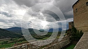 Torrechiara Castle Parma overview and swallows Italy