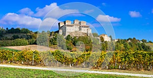 Castles and vineyards of Italy - medieval Castello di Torrechiara, Parma province photo