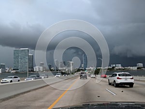 A torrential downpour in traffic