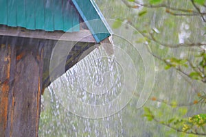 Torrential rain in the village