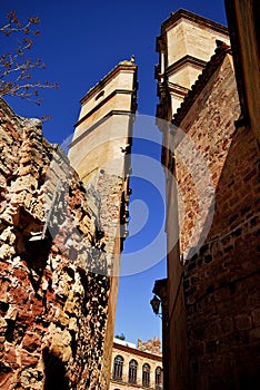 Towers of the church of Trinidad in Alcaraz, Albacete, Spain photo