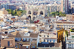 Torres de Serranos and panorama of Valencia photo