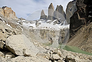 Torres del Paine and lagoon