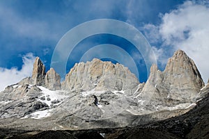 Torres del Paine mirador Britanico mountains in Patagonia, Chile