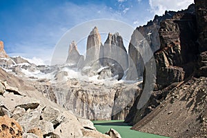 Torres del paine mountain and lake