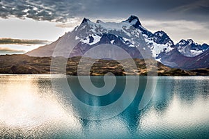 Torres del Paine and Pehoe Lake, Patagonia, Chile