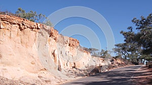 Torrey Pines state park road, natural reserve for ecotourism, erosion.