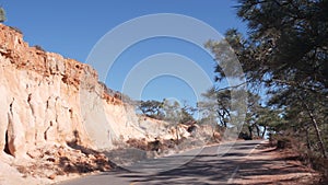 Torrey Pines state park road, natural reserve for ecotourism, erosion.