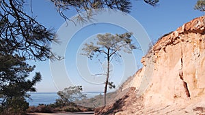 Torrey Pines state park road, natural reserve for ecotourism, erosion.