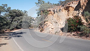 Torrey Pines state park road, natural reserve for ecotourism, erosion of land.