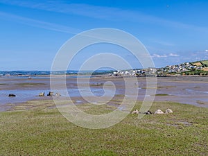 Torridge and Taw estuary. Landscape view towards Appledore from Northam Burrows, Devon, UK.