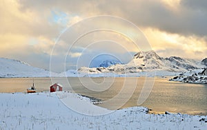 Torsfjorden inlet & Moberget mountain, Lofoten, Norway