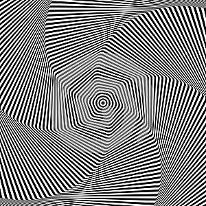 Torsion and rotation movement. Op art design.