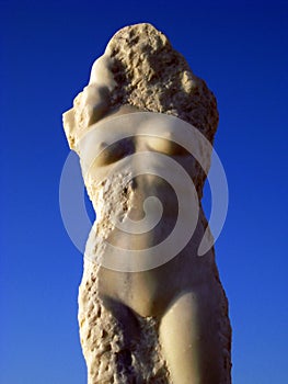 Torso of Unfinished Marble Statue of Naked Female, Naxos Greek Island, Greece