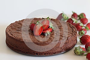 Torta caprese. Chocolate and almond cake. A yummy chocolaty flourless cake from the Capri island of Italy