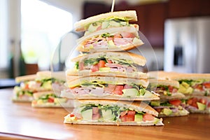 tortas cut in triangles, stacked for serving