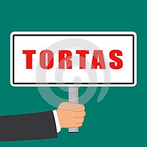 Tortas word sign flat concept