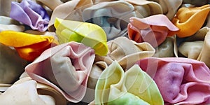 Tortellini filled with various colors and flavors.