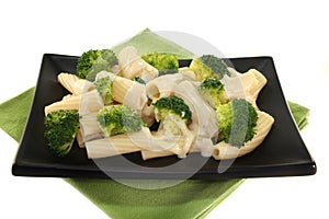 Tortiglione with broccoli cheese sauce