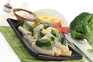 Tortiglione with broccoli cheese sauce