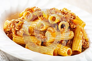 Tortiglioni bolognese pasta dish