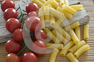 Tortiglioni and cherry tomatoes