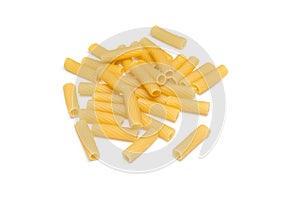 Tortiglioni Italian pasta isolated on white background