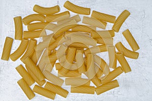 Tortiglioni pasta on baking tray