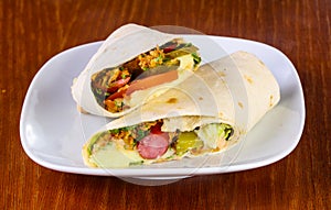 Tortilia with saucage