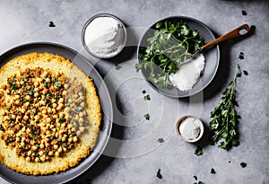 Tortilla with aloo gobi and chickpeas top view