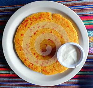 Tortilla with chesse and sour cream. Costa Rica traditional food