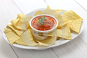 Tortilla chips with dip